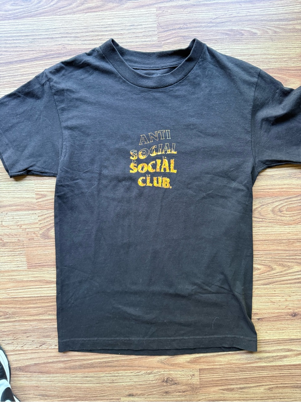 Anti Social Social Club Black Tee with Yellow Logo